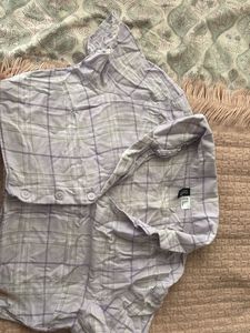 Light Purple Plaid Button-Up Shirt