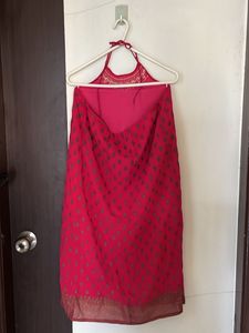 Ethnic Red Gown with Embellished Neckline