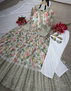 New Party Wear Gown, Bottom and Dupatta