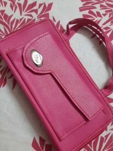 Chic Pink Wallet with Wrist Strap