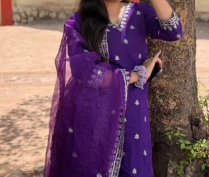 Embroidered Purple Kurta