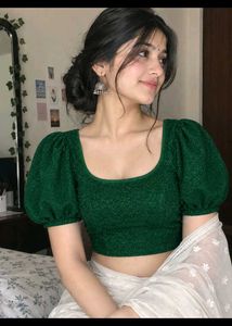 Sparkling Green Blouse,strachable