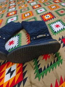 Chic Navy Quilted Knee-High Boots