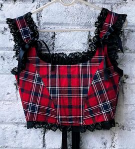 Red Plaid Corset Top