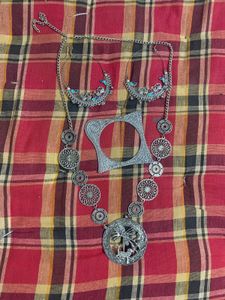 Oxidised Silver Necklace & Earring Set
