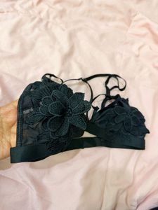 Black Floral Strappy Bralette