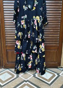Black Floral Tiered Maxi Dress