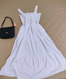 spaghetti strap white tiered dress