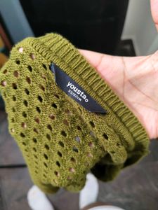 Olive Green Crochet Cardigan