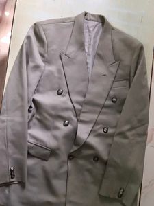2 Men's Navy Double-Breasted and gray Suit Jacket