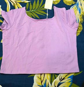 Pastel Purple Button-Up Crop Top