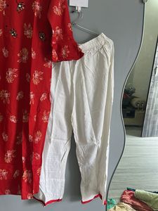 Red Floral Kurta Set (L)