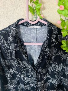 Black &amp; White Zebra Print Blouse