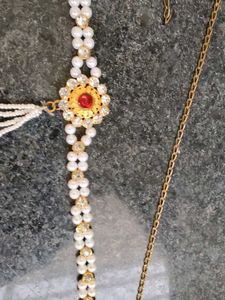 Elegant Pearl &amp; Red Stone Kamarbandh