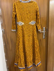kaya boutique mustard Yellow Printed Anarkali Gown
