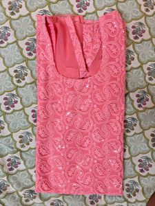 Pink Chikankari georgette Kurta churidar set