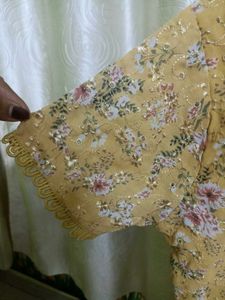 Yellow Floral Embroidered Blouse