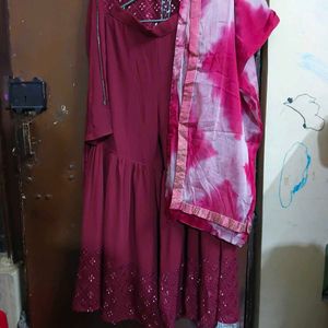 Maroon Kurta sharara Set with Dupatta