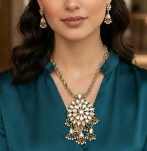 Elegant Gold-Toned Necklace & Earrings Set