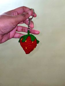 Handmade Crochet Strawberry Keychain-2