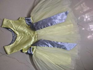 Elegant Yellow &amp; Silver Party Dress