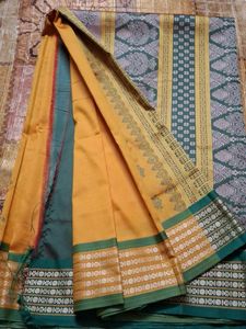 Elegant Yellow & Green Saree art bomkai silk Sare