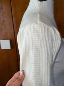 Cream Mock Neck Knit Sweater