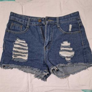 Ripped Denim Shorts