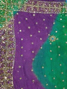 Embellished Purple & Green Saree
