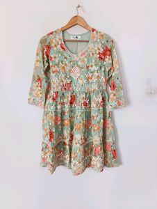 Multicolor Printed With Embroidered Dress (Women)