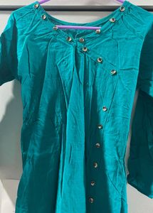Teal Button-Front Maxi Dress