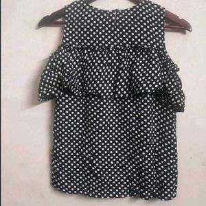 Chic Polka Dot Cold Shoulder Top