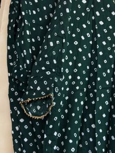 Elegant Green Kurta Set with White Print