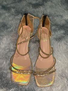 Sparkling Gold Strappy Heels