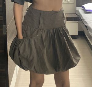 Olive Bubble Mini Skirt