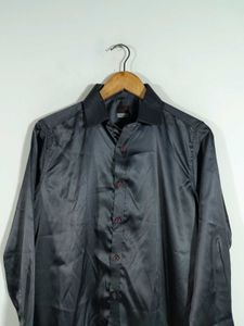 Dark Grey Semi Formal Shirt For Men's