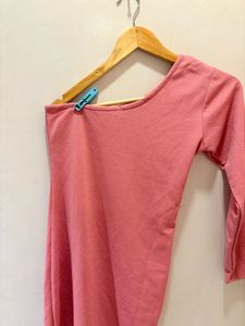 Chic One-Shoulder Pink Dress