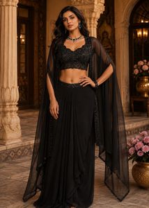 Elegant Black Sequined Lehenga Choli Set
