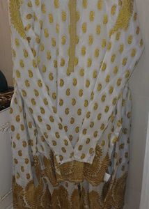 Elegant White & Gold sharara set