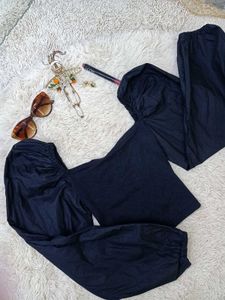 Black Puff Sleeve Off-Shoulder Top