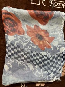 silver colour flowers print saree