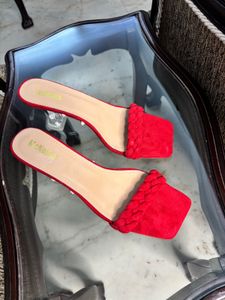 Stylish Red Suede Mules