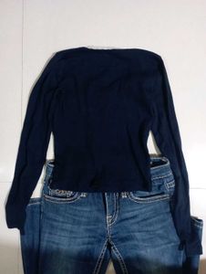 Navy lacy top