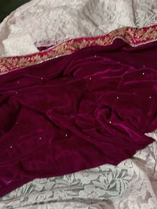 Elegant Blue or pink velvet sarees