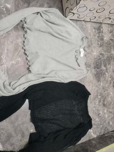 Sheer Bell Sleeve Crop Top Set