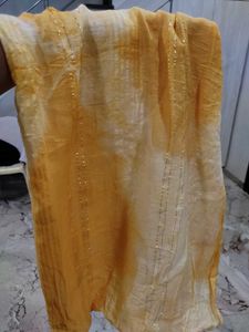 Yellow Tie-Dye Dupatta with Gold Accents
