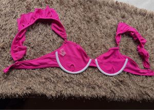 Hot Pink Ruffle Bikini Top