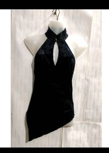 Black Y2k Halter Top