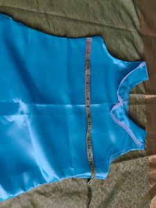 Sky Blue Satin Gown with Frills
