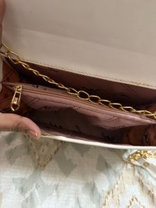Stylish White Handbag with Scarf Detail